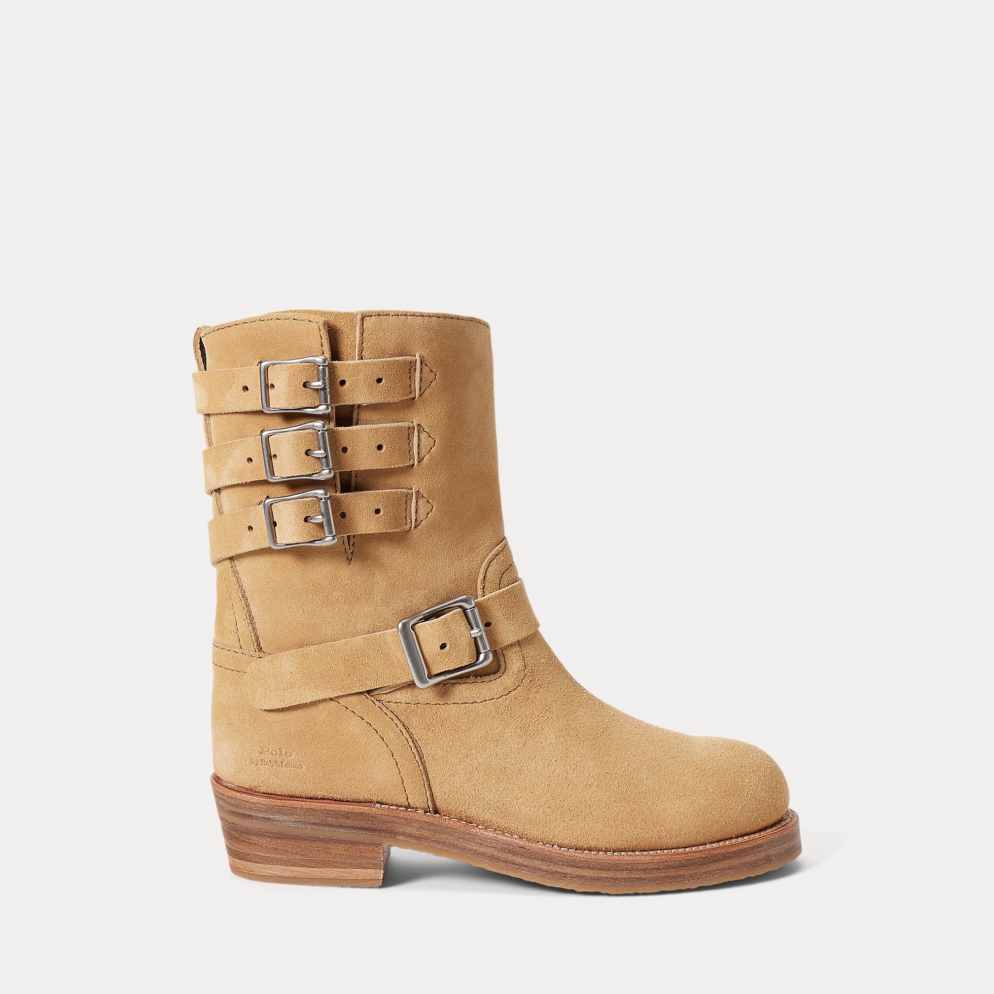 Ralph Lauren Suede Moto Boot Caramel