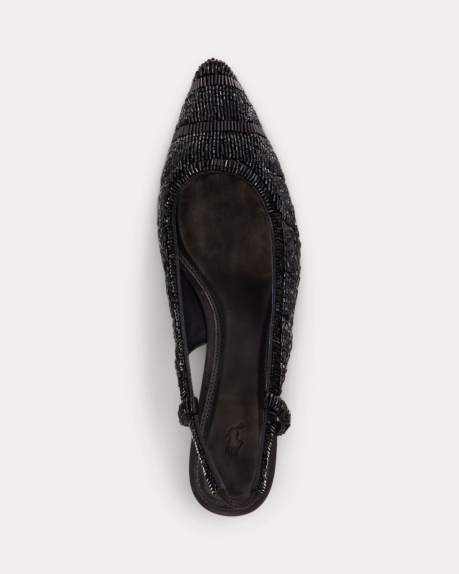 Ralph Lauren Beaded Satin Slingback Heel Black