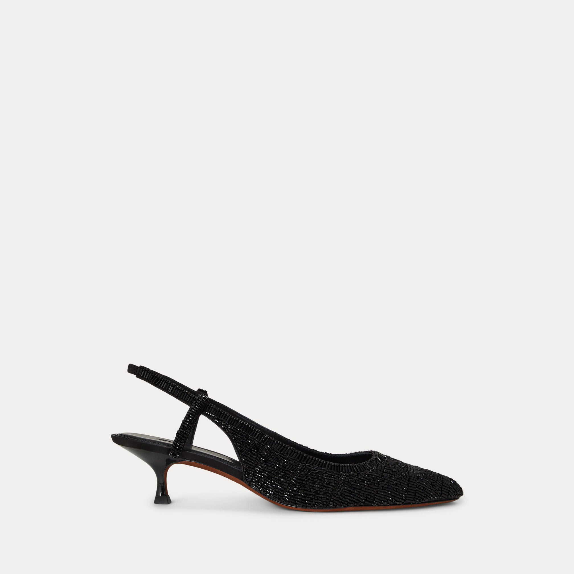 Ralph Lauren Beaded Satin Slingback Heel Black