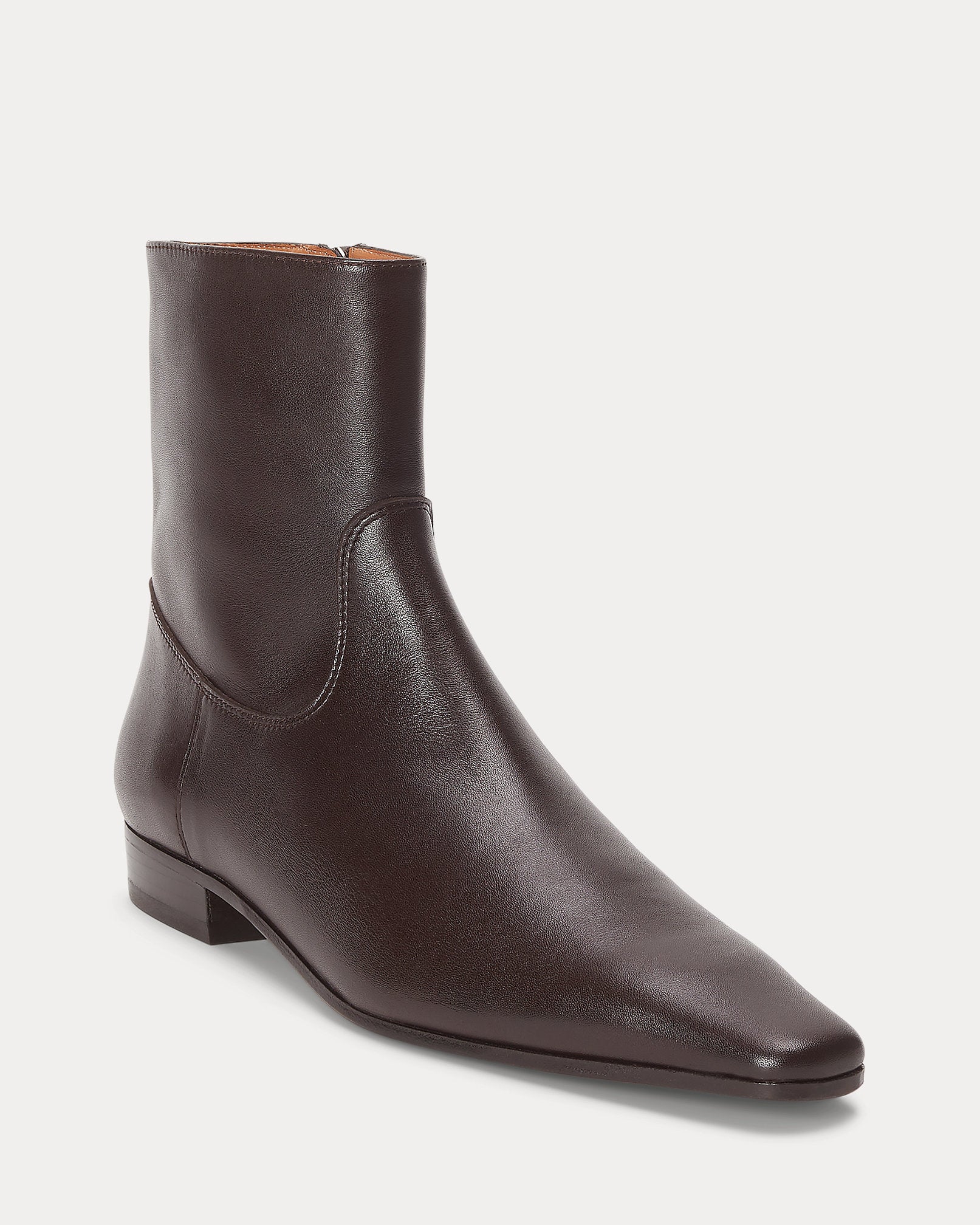 Ralph Lauren Calfskin Ankle Boot Dark Brown