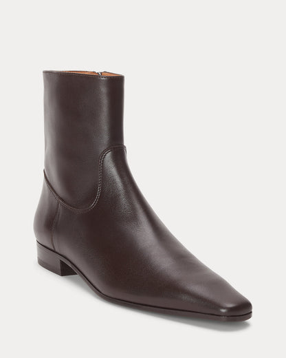 Ralph Lauren Calfskin Ankle Boot Dark Brown