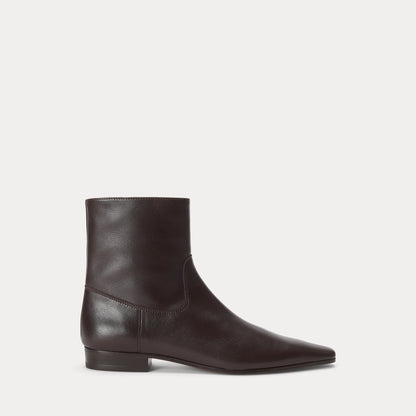 Ralph Lauren Calfskin Ankle Boot Dark Brown