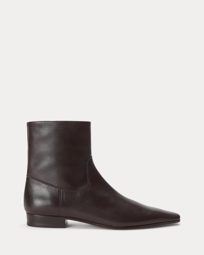 Ralph Lauren Calfskin Ankle Boot Dark Brown