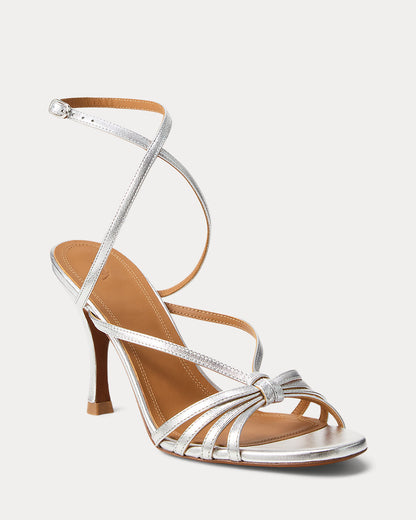 Ralph Lauren Metallic Leather Knotted Sandal Silver