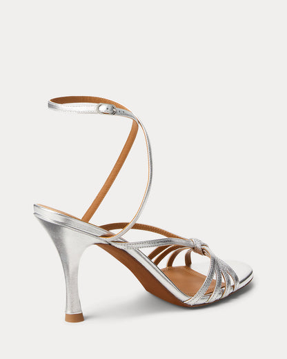Ralph Lauren Metallic Leather Knotted Sandal Silver