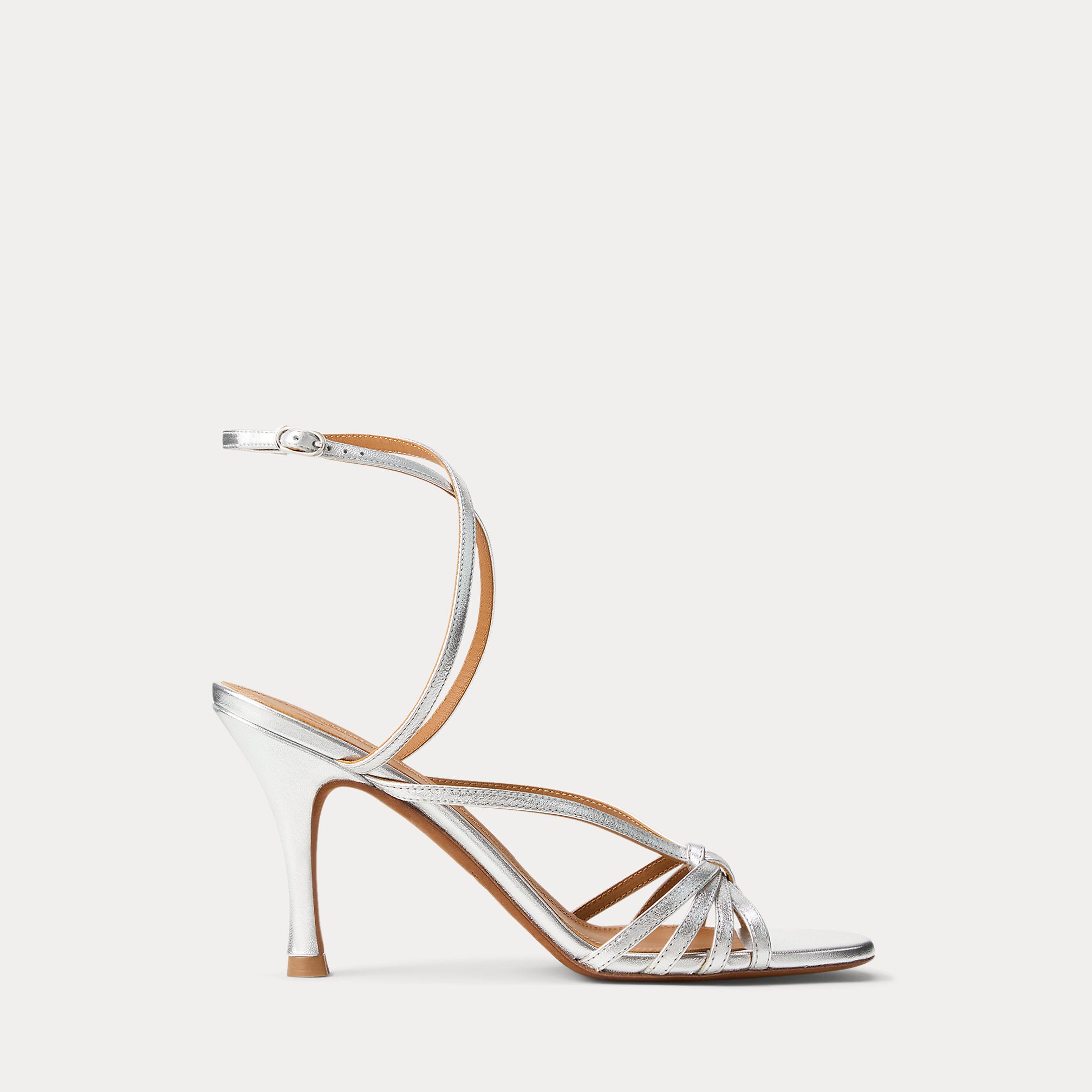 Ralph Lauren Metallic Leather Knotted Sandal Silver
