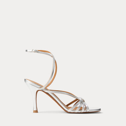 Ralph Lauren Metallic Leather Knotted Sandal Silver