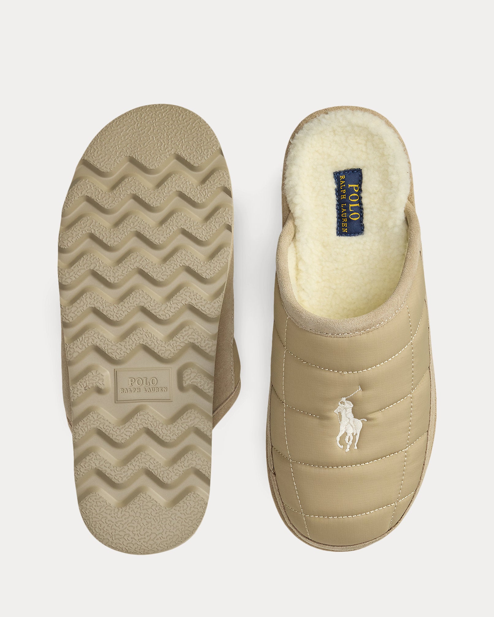 Ralph Lauren Reade Suedetrim Quilted Scuff Slipper Milkshake