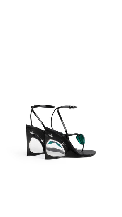 Alaïa Invisible Jewel Wedge Sandals In Patent Calfskin