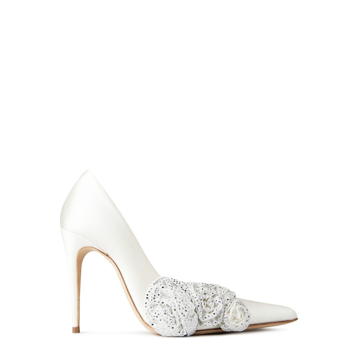  Satin Crystal Heels Cream