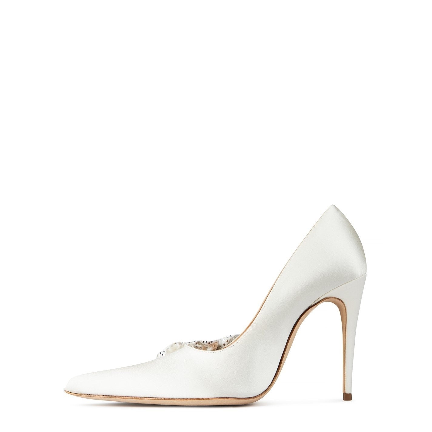  Satin Crystal Heels Cream