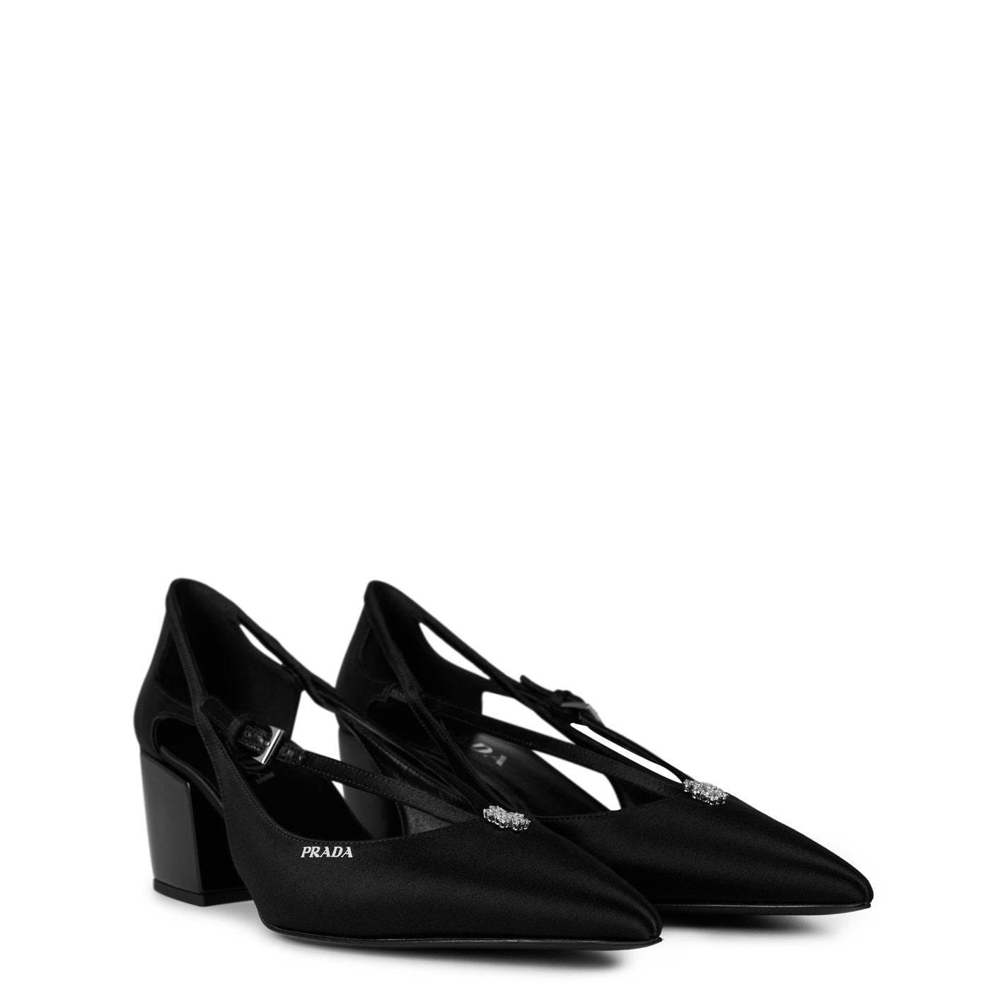  Satin Cut-Out Pumps Black