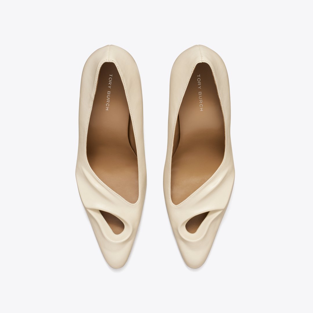 Tory Burch Sculpted Peep-Toe Pump STONE SAND