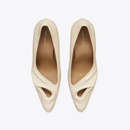 Tory Burch Sculpted Peep-Toe Pump STONE SAND