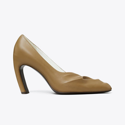 Tory Burch Sculpted Peep-Toe Pump SOFT ACORN