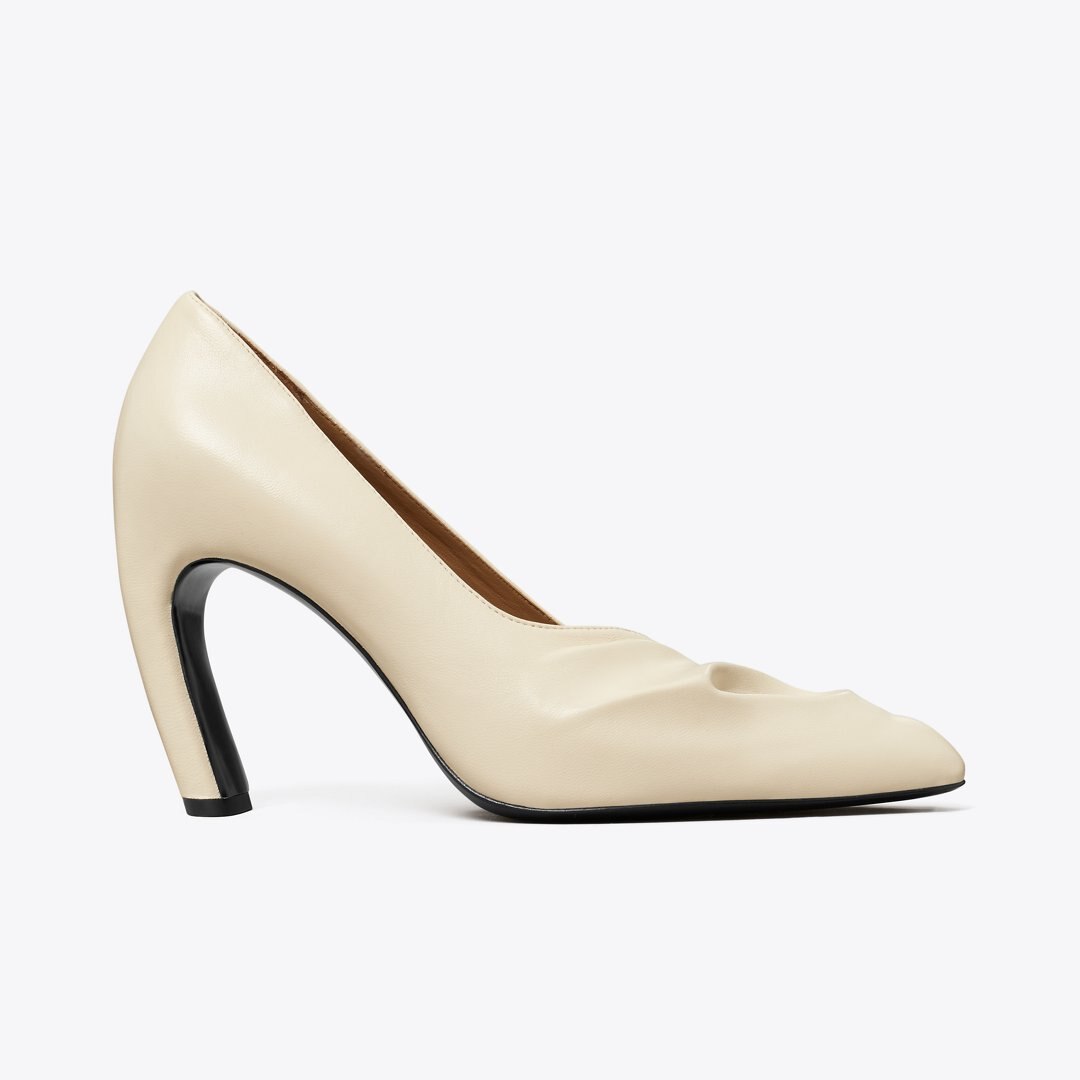Tory Burch Sculpted Peep-Toe Pump STONE SAND