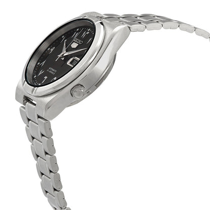Seiko 5 Automatic Black Arabic Dial Stainless Steel Mens Watch