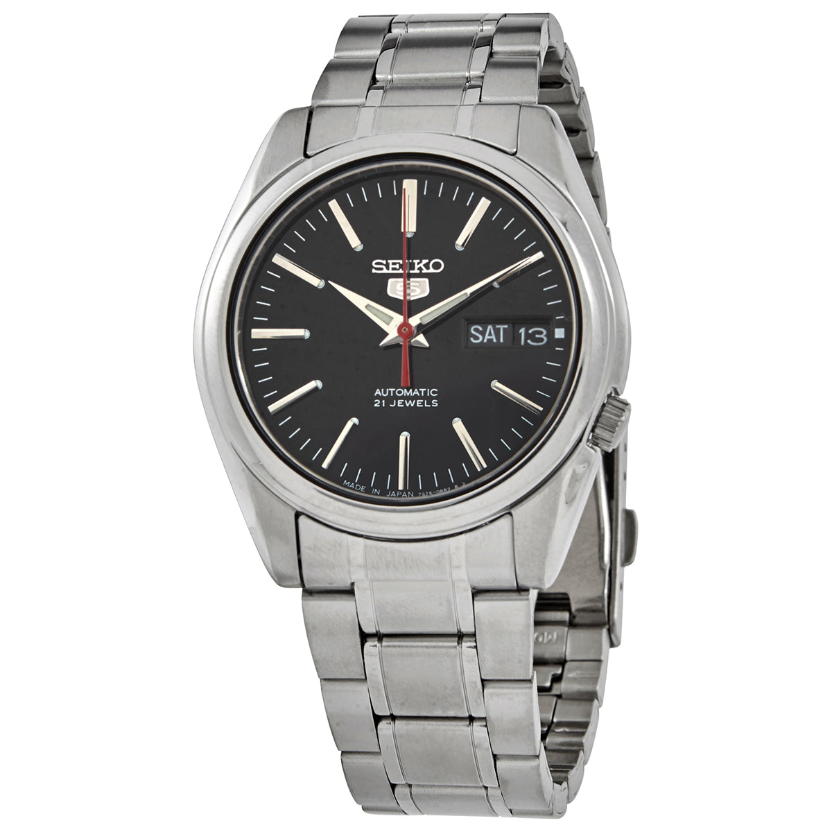 Seiko 5 Automatic Black Dial Stainless Steel Mens Watch