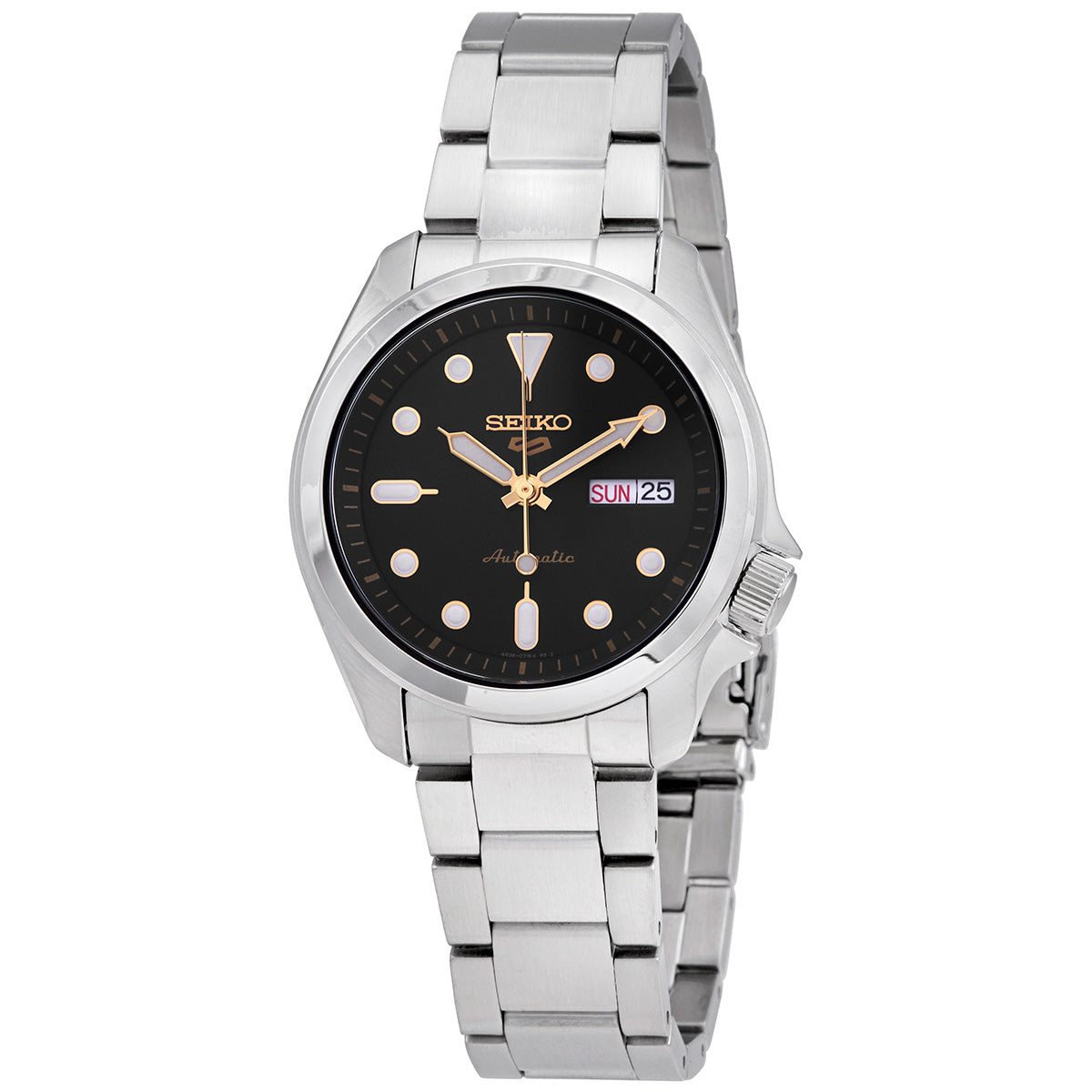 Seiko 5 Automatic Black Dial Stainless Steel Mens Watch