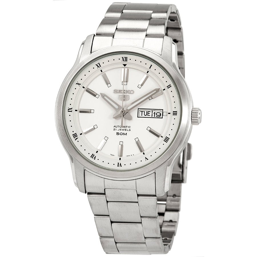 Seiko 5 Automatic White Dial Stainless Steel Mens Watch