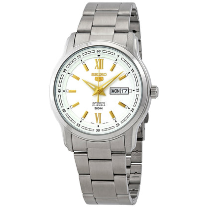 Seiko 5 Automatic White Dial Stainless Steel Mens Watch