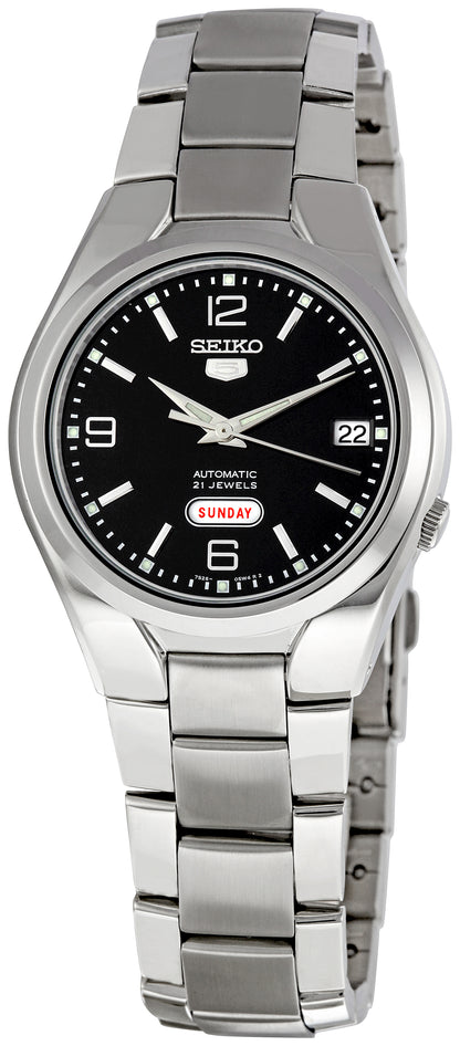 Seiko 5 Black Dial Stainless Steel Mens Watch