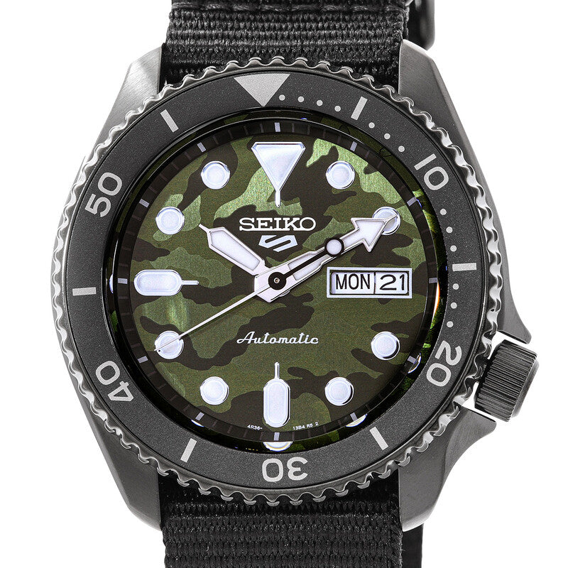 Seiko 5 Sports Automatic Green Camouflage Dial Mens Watch