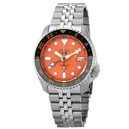 Seiko 5 Sports Gmt Automatic Orange Dial Mens Watch
