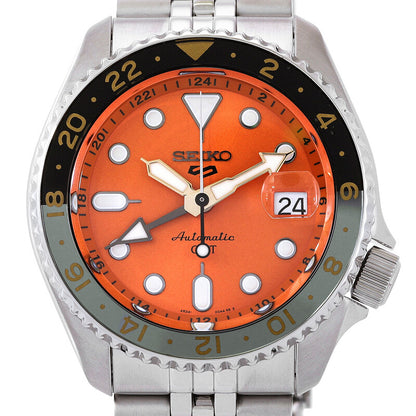 Seiko 5 Sports Gmt Automatic Orange Dial Mens Watch