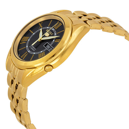 Seiko 5 Vintage Automatic Black Dial Yellow Gold-Plated Mens Watch