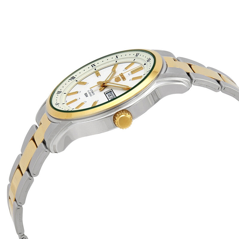 Seiko Series 5 Automatic White Dial Two-Tone Mens Watch