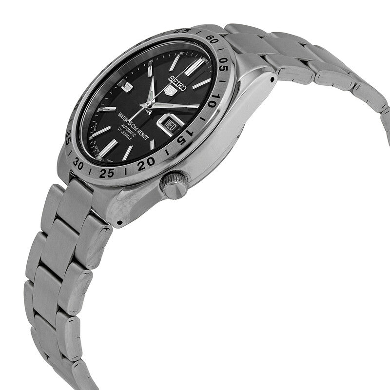 Seiko Automatic Black Dial Stainless Steel Mens Watch