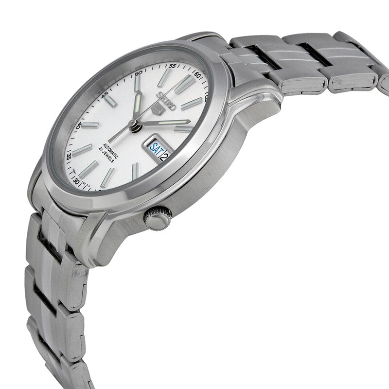 Seiko Automatic White Dial Stainless Steel Mens Watch