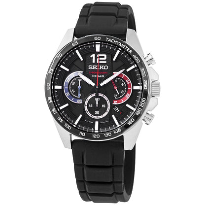 Seiko Essentials Chronograph Quartz Black Dial Mens Watch