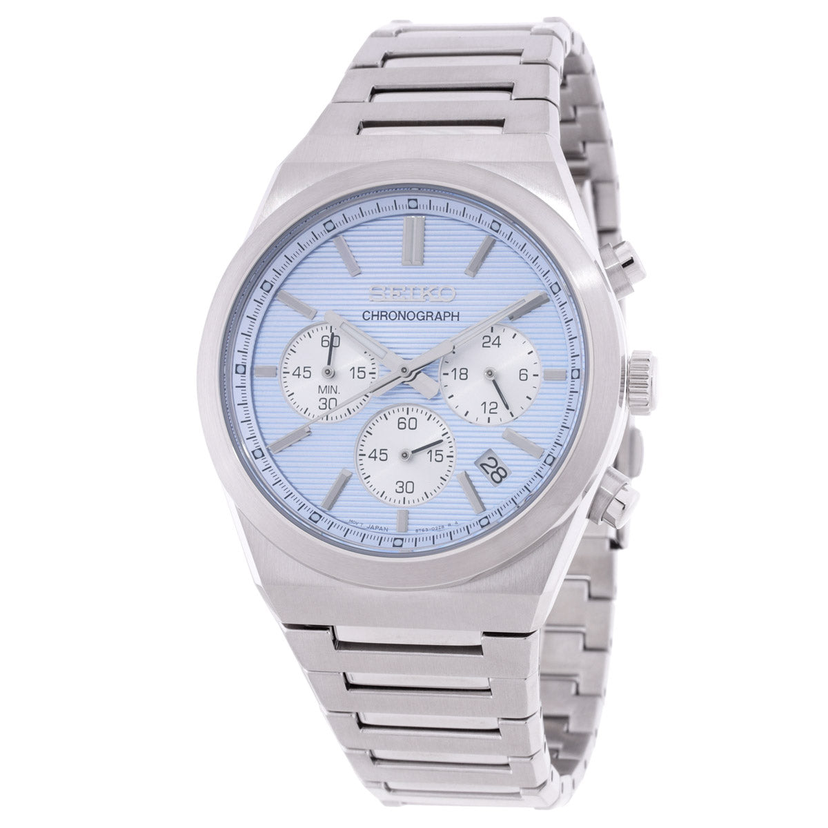 Seiko Sport Chronograph Quartz Light Blue Dial Mens Watch