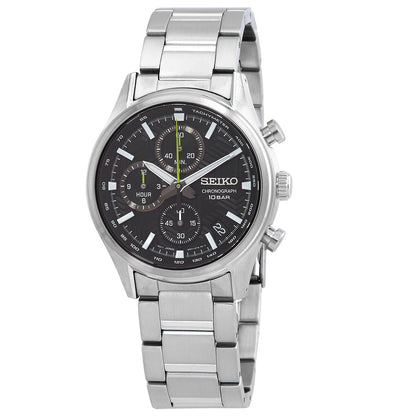 Seiko Dress Chronograph Quartz Black Dial Mens Watch