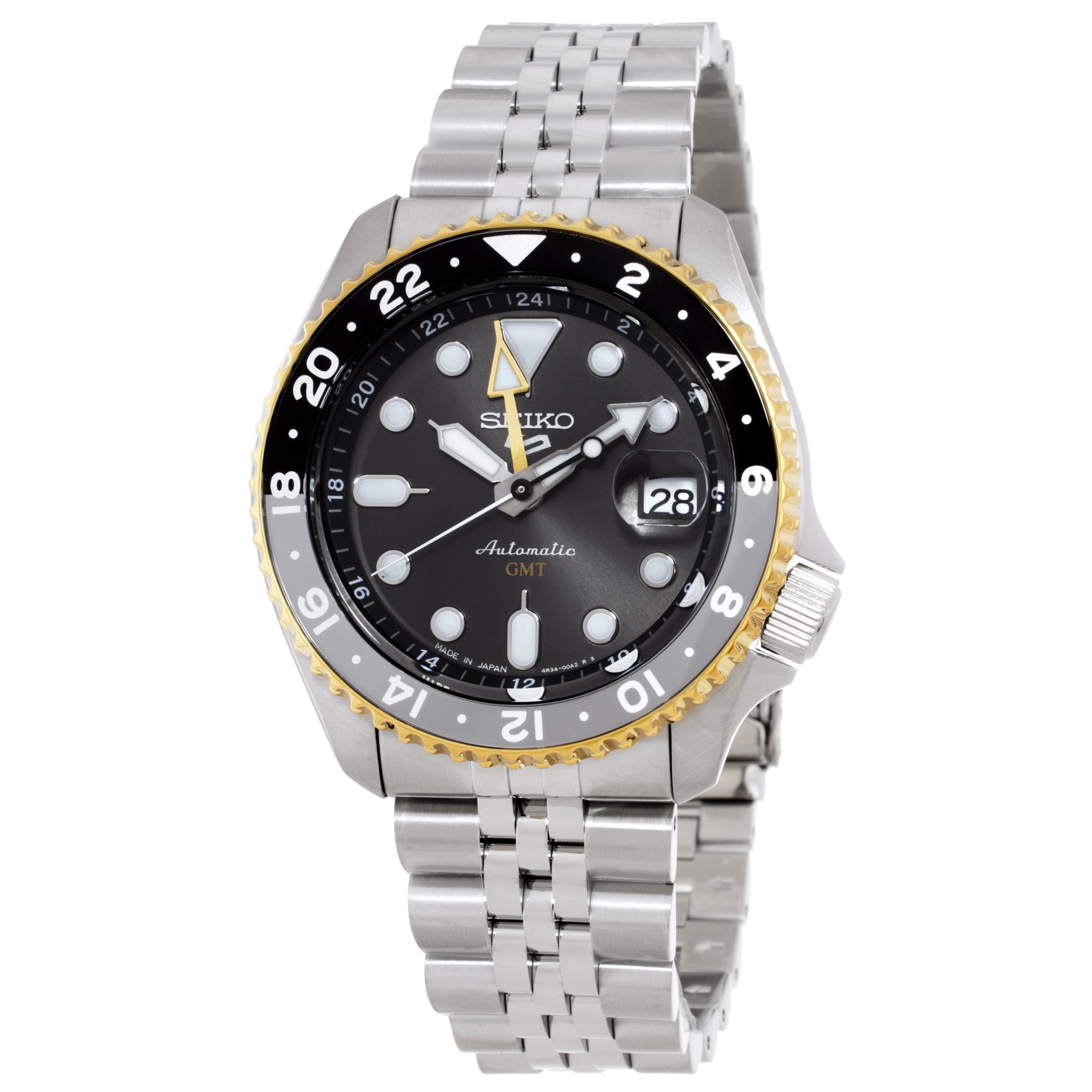 Seiko Seiko 5 Gmt Automatic Analog-Digital Grey Dial Mens Watch