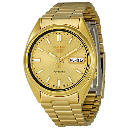Seiko Series 5 Automatic Gold Dial Yellow Gold-Tone Mens Watch