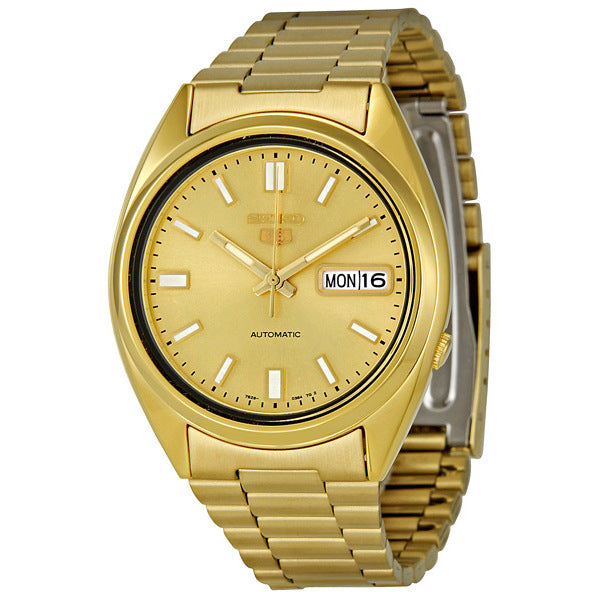 Seiko Series 5 Automatic Gold Dial Yellow Gold-Tone Mens Watch