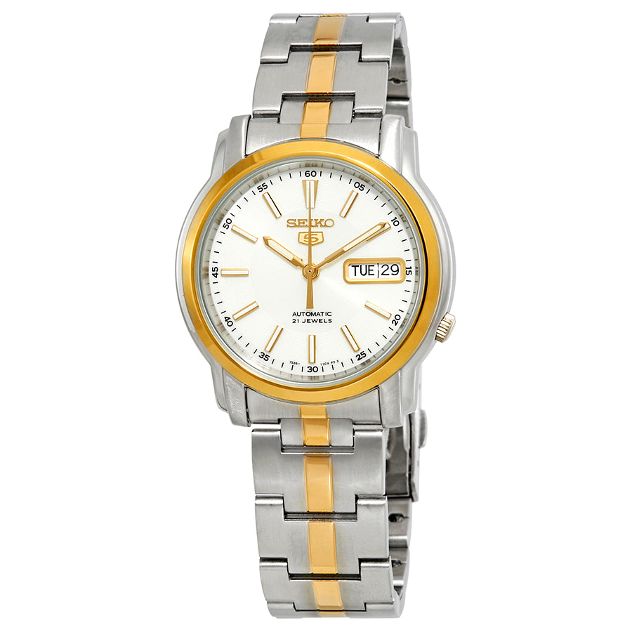 Seiko Series 5 Automatic White Dial Two-Tone Mens Watch