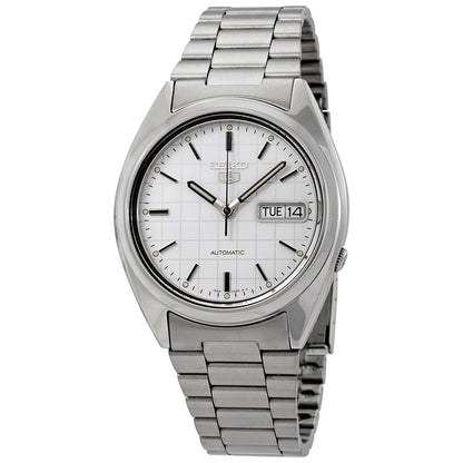 Seiko Series 5 Automatic White Grid Dial Mens Watch