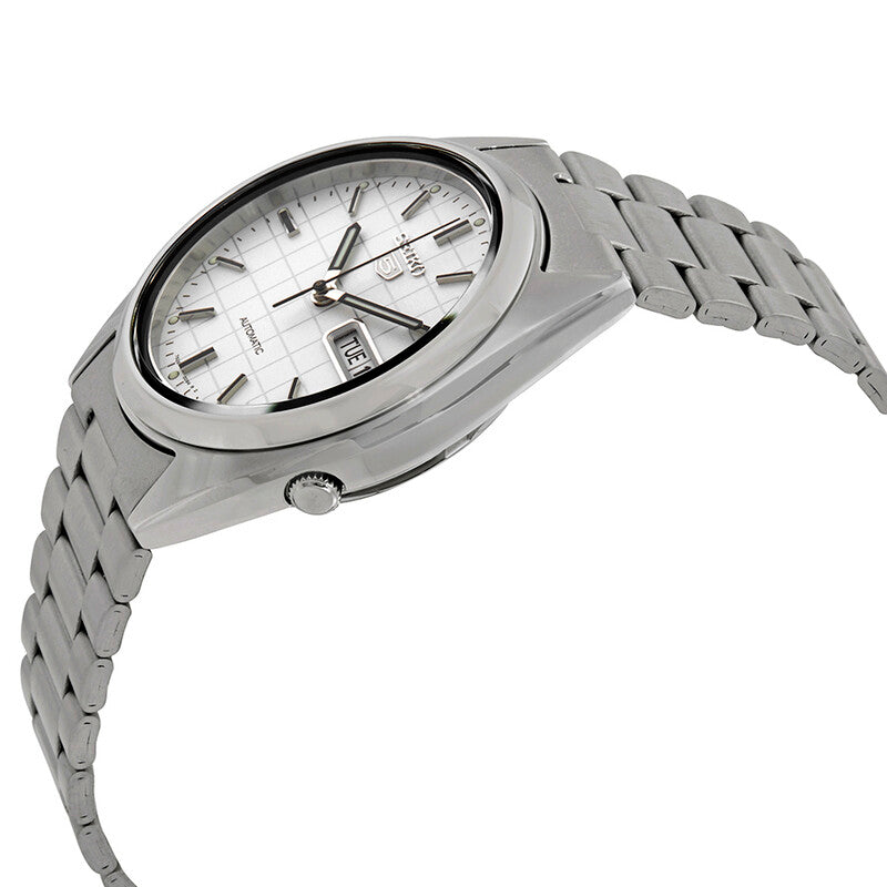 Seiko Series 5 Automatic White Grid Dial Mens Watch