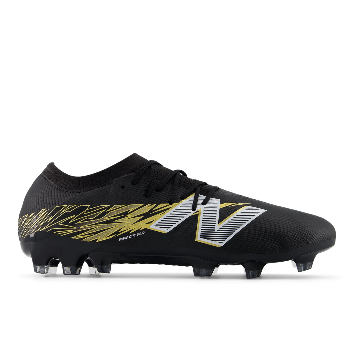 New Balance Furon Elite FG V8 Black with Metallic Gold and Metallic Silver