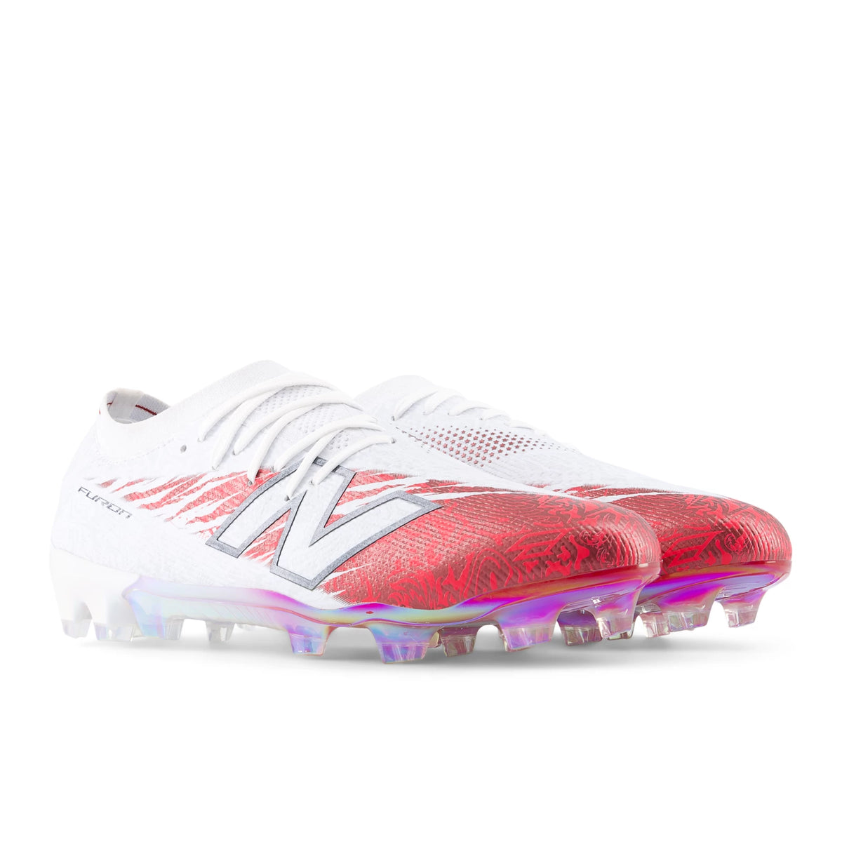 New Balance Bukayo SAKA X Furon Elite FG V8 White with Burgundy and Silver