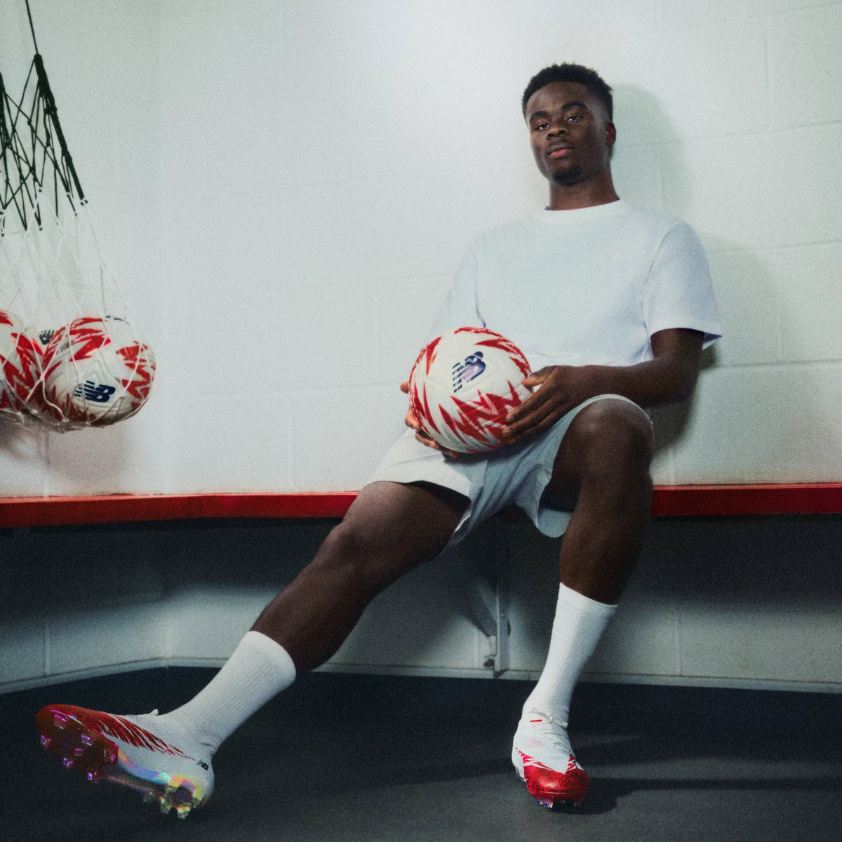 New Balance Bukayo SAKA X Furon Elite FG V8 White with Burgundy and Silver
