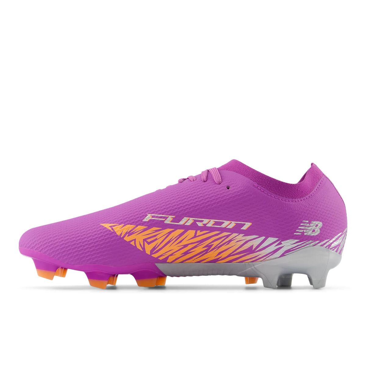 New Balance Furon TEAM FG V8 Passion Fruit with Hot Mango and Metallic Silver