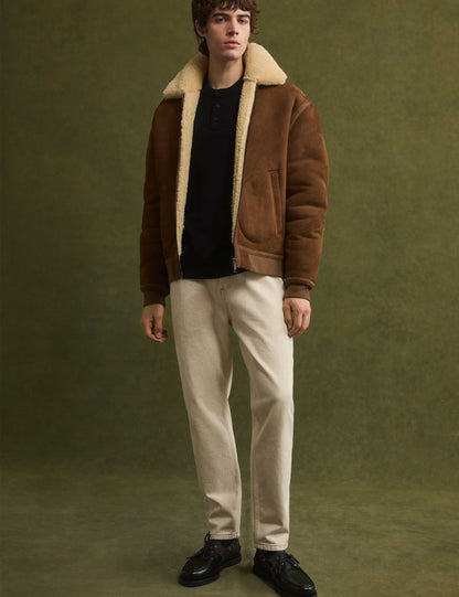 Ted Baker Wald Shearling Leather Aviator Jacket