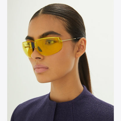 Tory Burch Shield Runway Sunglasses SHINY GOLD/BROWN