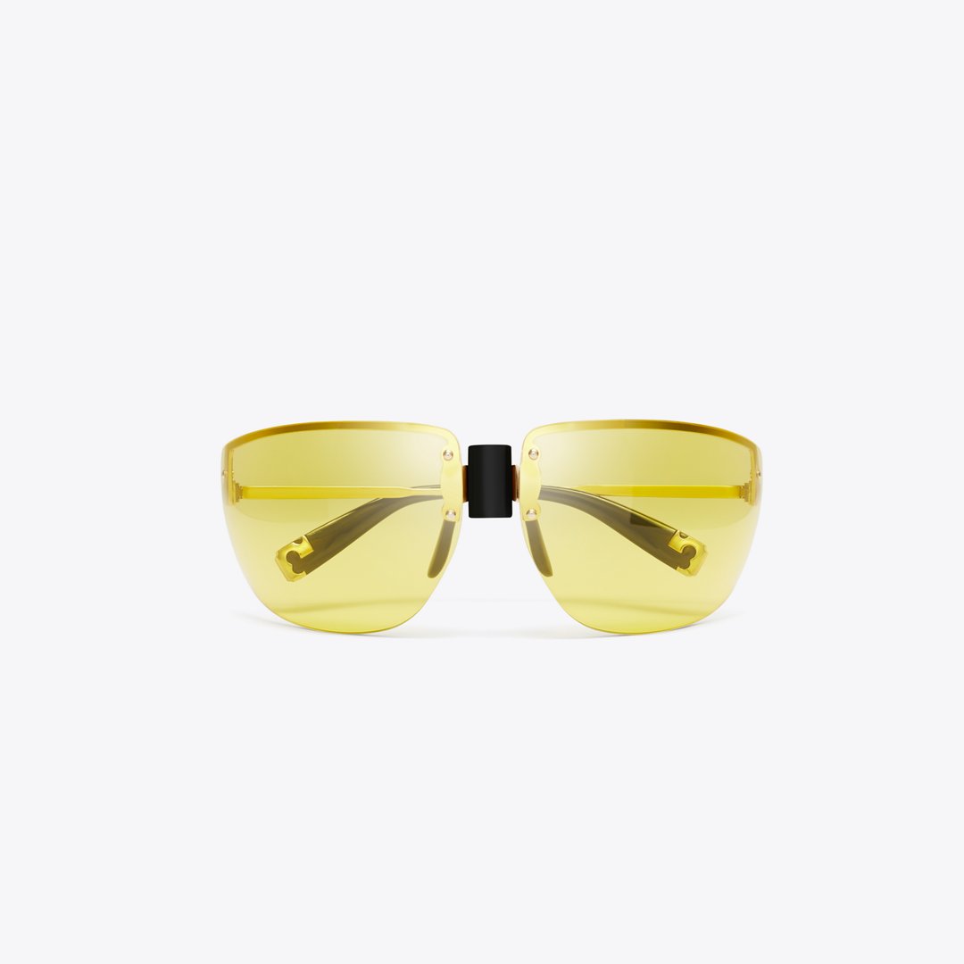 Tory Burch Shield Runway Sunglasses SHINY LIGHT GOLD/YELLOW
