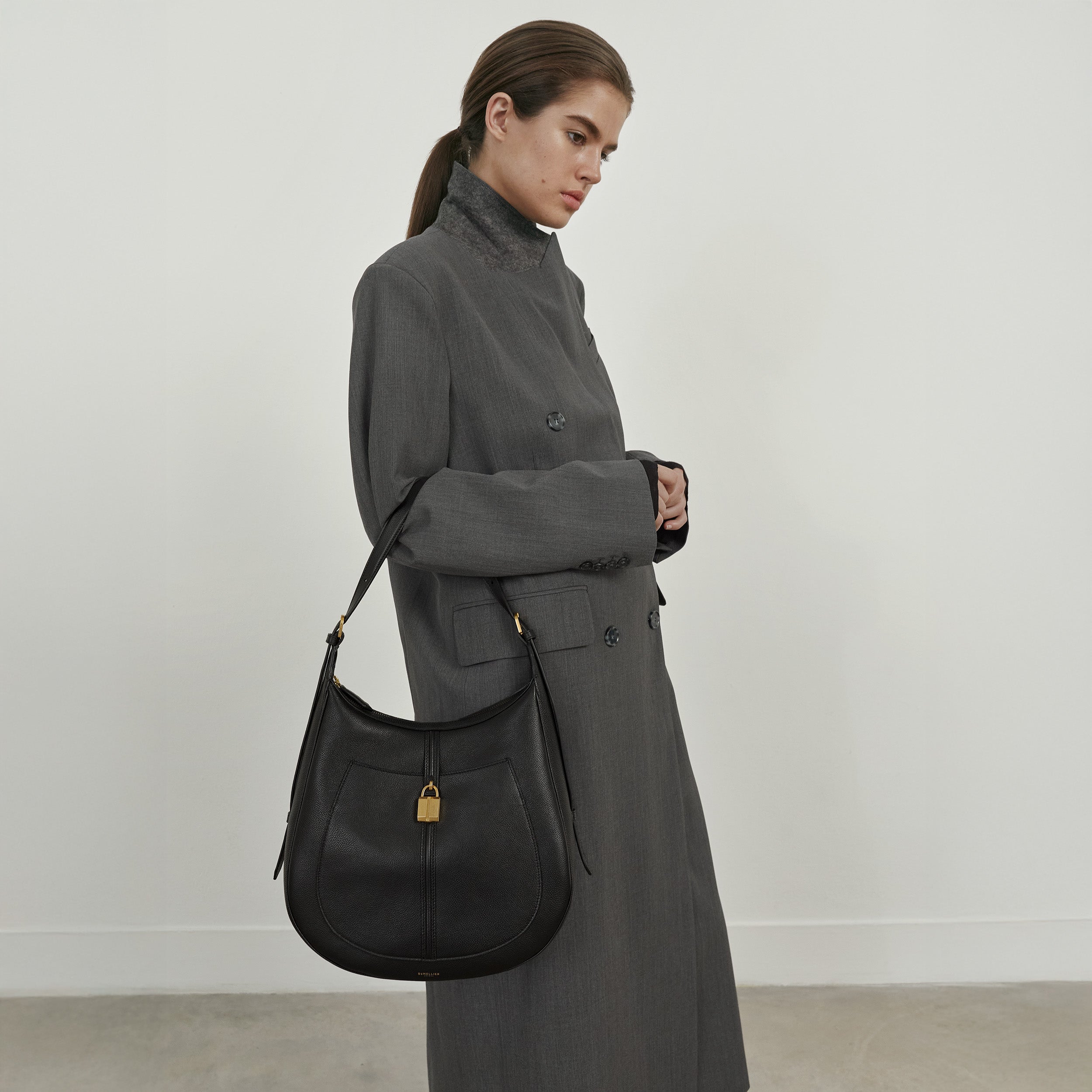 DeMellier The Siena Hobo mocha suede & mocha small grain